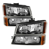 Xtune Chevy Silverado 2500HD 03-06 Crystal Headlights w/ Bumper Lights Black HD-JH-CSIL03-AM-BK-SET 5069801