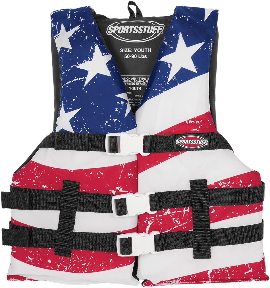 AIRHEAD SPORTS GROUP Youth Stars & Stripes PFD Vest - Red/White/Blue 30098-03-A-US