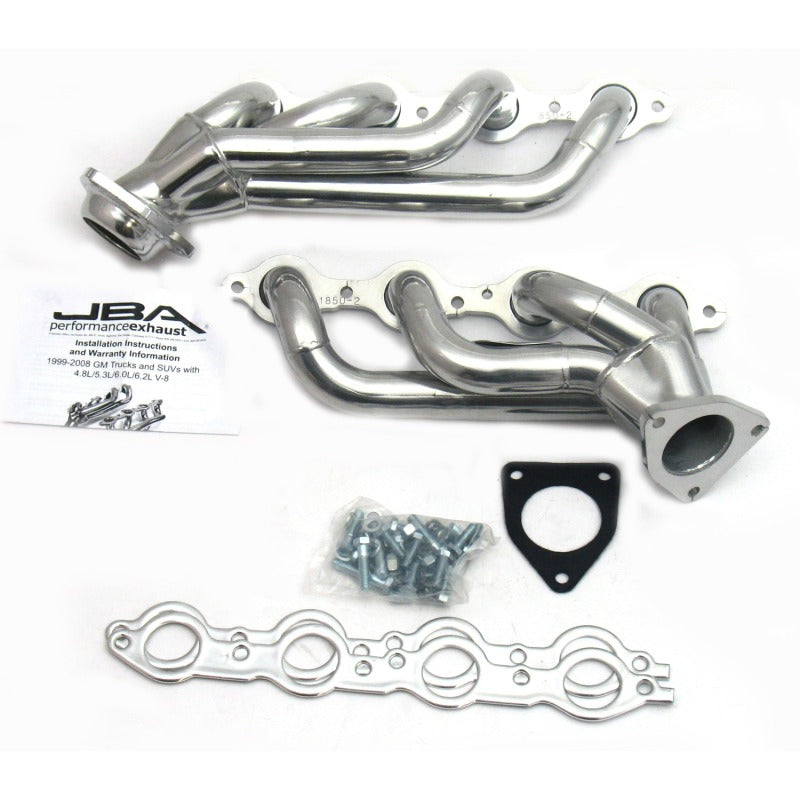 JBA 02-13 GM Truck 4.8L/5.3L LS Silver Ctd Cat4Ward Header 1850S-2JS