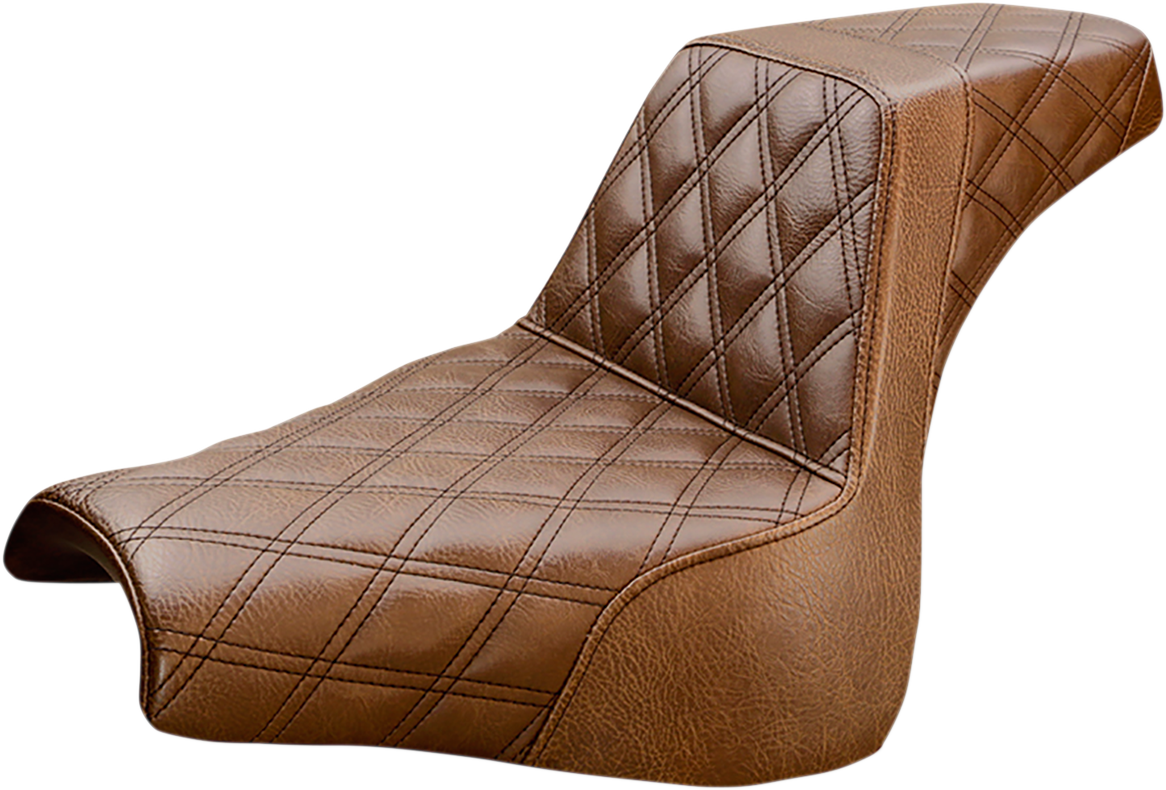 SADDLEMEN Step-Up Seat - Full Lattice Stitch - Brown 818-28-175BR