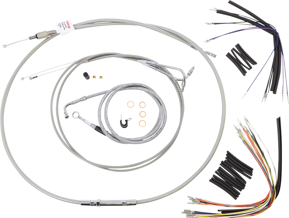 BURLY BRAND Kit de cable de manillar/línea de freno - Completo - Manillar Ape Hanger de 14" - Acero inoxidable B30-1049 