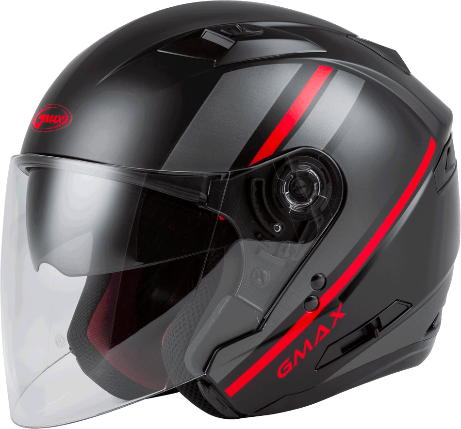 GMAX Of-77 Open-Face Reform Helmet Matte Black/Red/Silver Sm O1776324