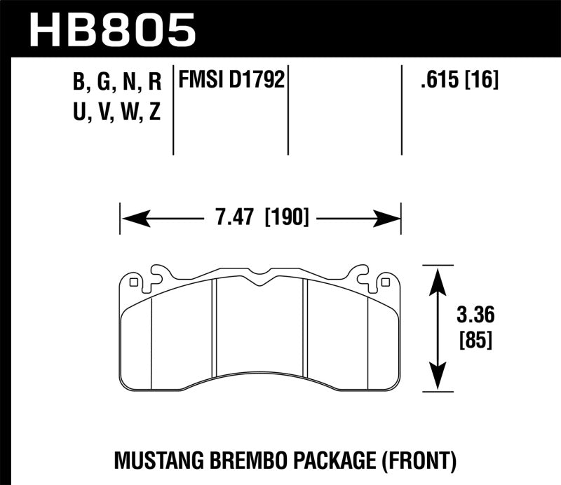 Hawk 2020 Ford Mustang 5.0L Bullitt Front ER-1 Brake Pads KHB805D.615