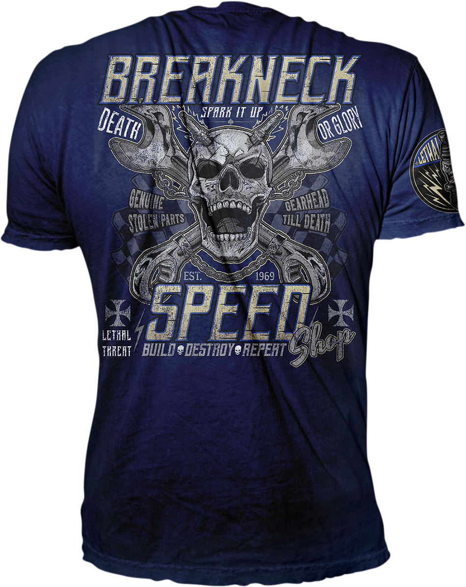 LETHAL THREAT Break Neck Speed T-Shirt - Blue - Medium VV40162M