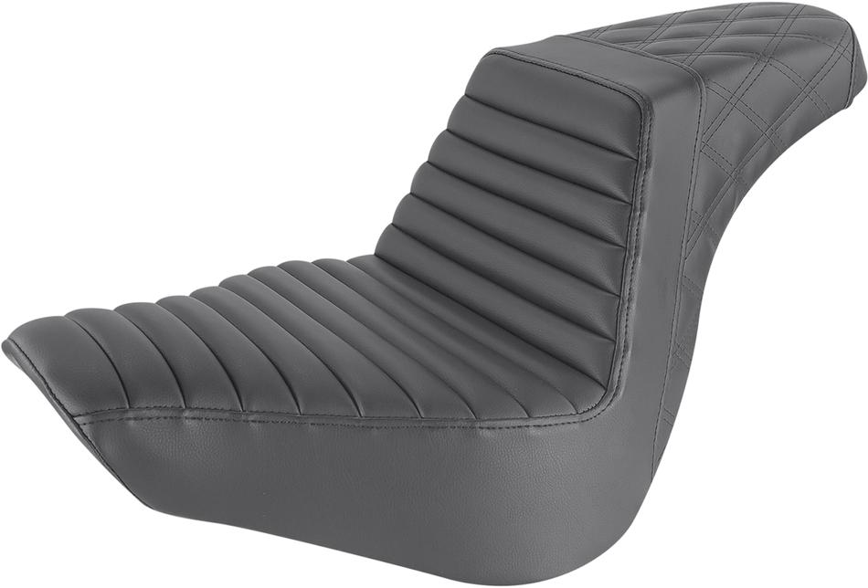 SADDLEMEN Step-Up Seat - Front Tuck-n-Roll/Rear Lattice Stitch - Black - FLFB/S '18-'23 818-27-176