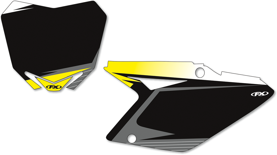 FACTORY EFFEX Graphic Number Plates - Black/Yellow - RMZ450 12-64434