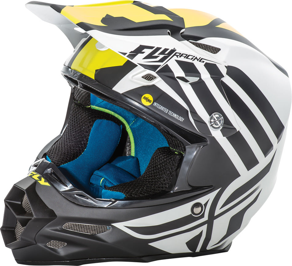 FLY RACING F2 Carbon Zoom Helmet Matte White/Black/Hi-Vis 2x 73-42002X