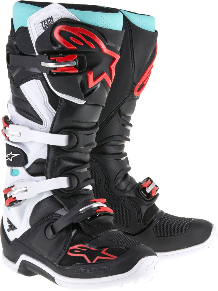 ALPINESTARS Tech 7 Boots Black/Turq/White/Red Sz 05 2012014-1071-5