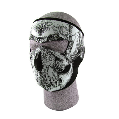 Balboa Neoprene Face Mask, Glow In The Dark, Blk & White Skull Face 830372