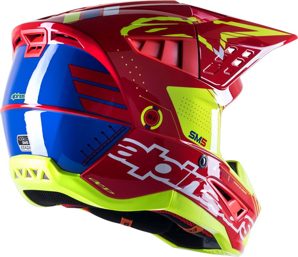 ALPINESTARS SM5 Helmet - Action - Red/White/Fluo Yellow - Large 8306122-3325-LG