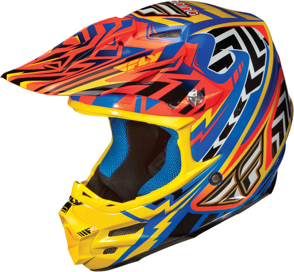 FLY RACING F2 Short Replica Helmet Orange /Blue/Yellow Xs 73-4044XS