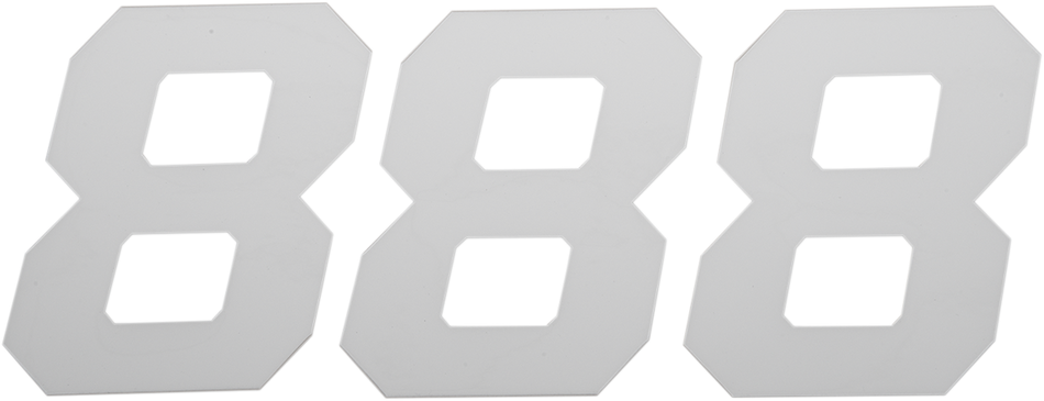 Placa de número de carrera D'COR VISUALS - N.º 8 - Blanco - 4" 45-34-8 