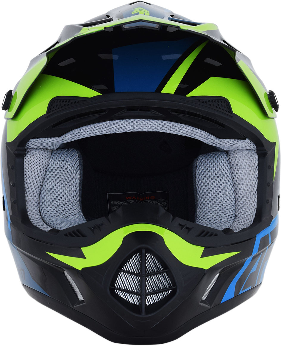 AFX FX-17 Helmet - Aced - Blue/Lime - Large 0110-6501