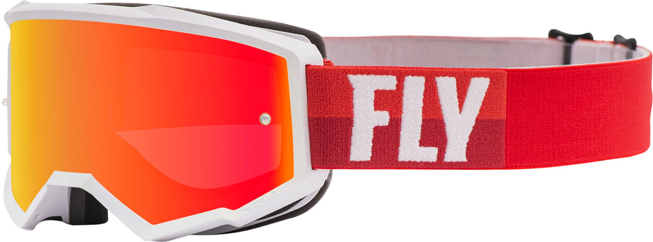 FLY RACING Zone Goggle White/Red W/Red Mirror/Brown Lens W/Post FLA-059