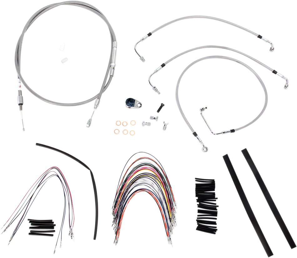 BURLY BRAND Kit de cable de manillar/línea de freno - Completo - Manillar Ape Hanger de 14" - Acero inoxidable B30-1091 