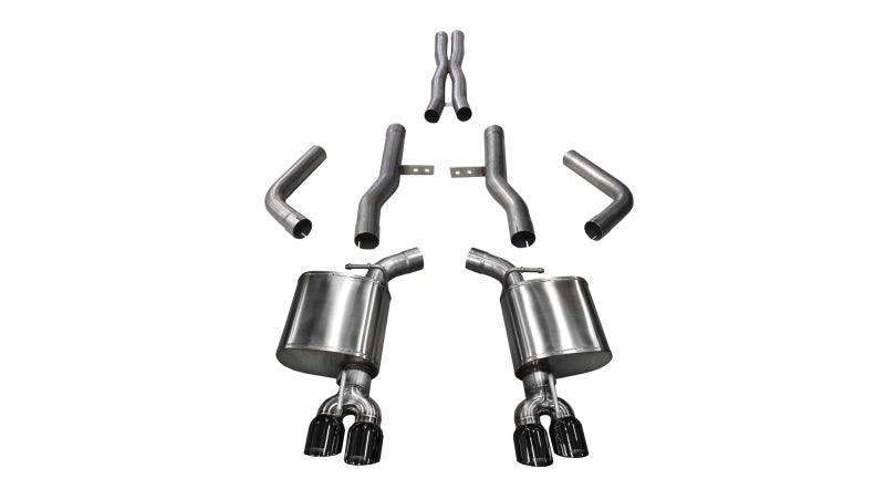 Corsa 15-17 Dodge Challenger Hellcat Dual Rear Exit Extreme Exhaust w/ 3.5in Black Tips 14989BLK