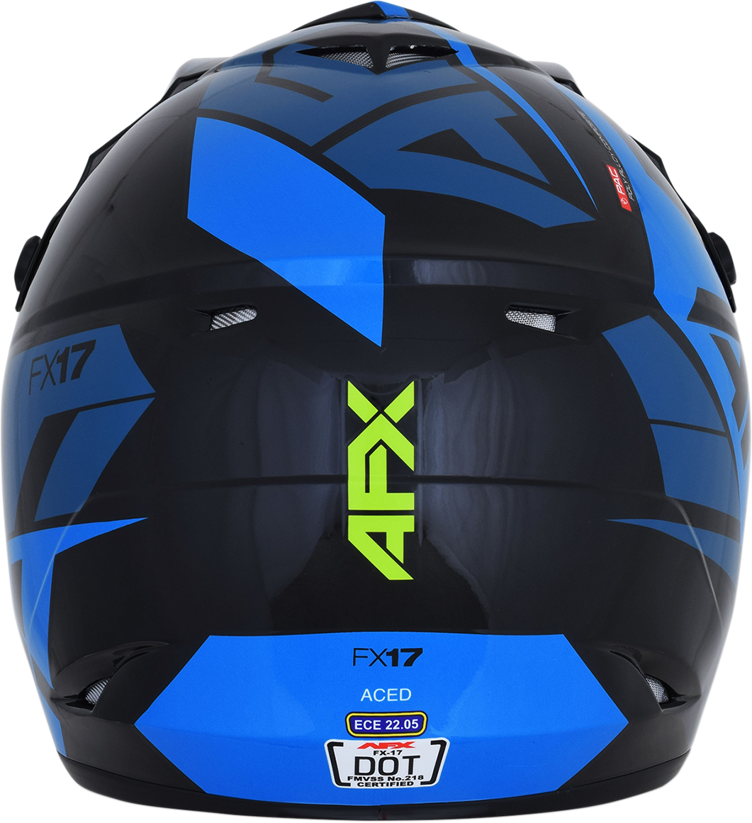 AFX FX-17 Helmet - Aced - Blue/Lime - Large 0110-6501