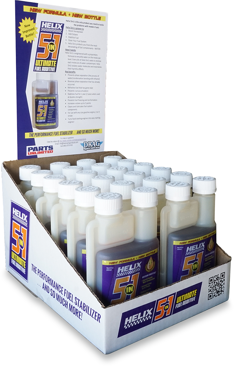 HELIX 5-in-1 Fuel Treatment - 8 U.S. fl oz - 12 Pack Display 911-1212-DC