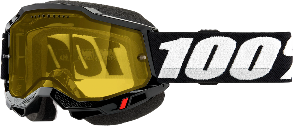 100% Accuri 2 Snowmobile Goggle Black Yellow Lens 50021-00001