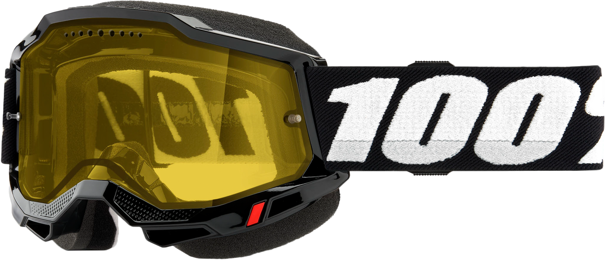 100% Accuri 2 Snowmobile Goggle Black Yellow Lens 50021-00001