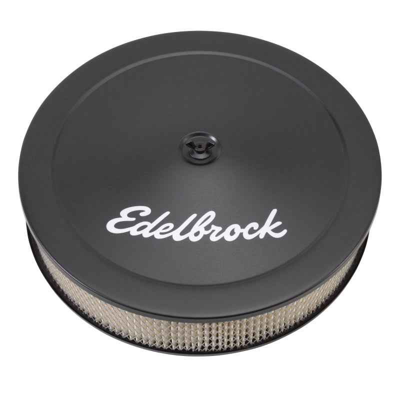 Edelbrock Filtro de aire Serie Pro-Flo Elemento de papel superior redondo de acero 14 pulgadas de diámetro x 3 Base caída de 75 pulgadas