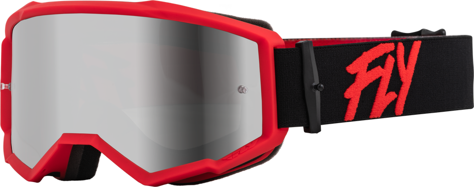 FLY RACING Zone Goggle Black/Red W/ Silver Mirror/Smoke Lens 37-51501