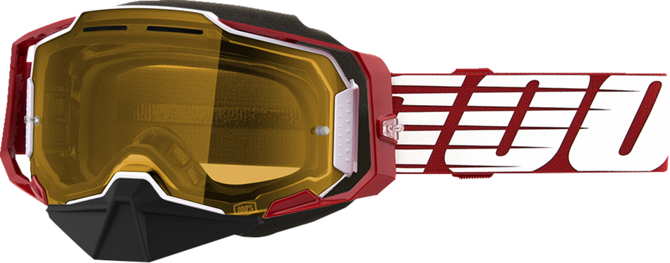 100% Armega Snow Goggles - Oversized Red - Yellow 50007-00006