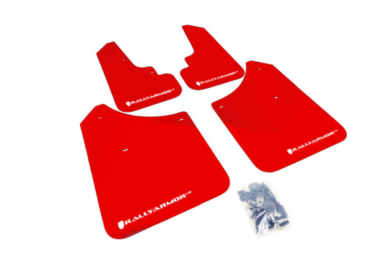 Rally Armor 03-08 Subaru Forester Red UR Mud Flap w/ White Logo MF5-UR-RD/WH