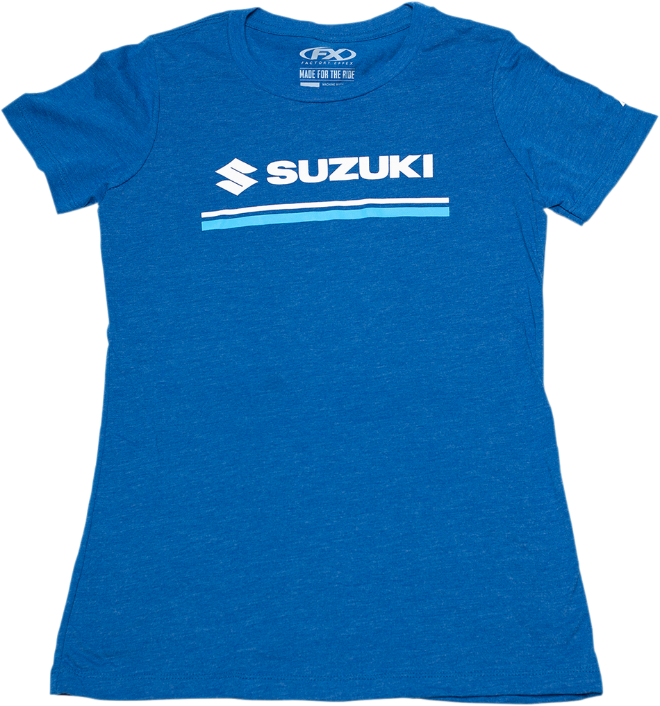 FACTORY EFFEX Women's Suzuki Stripes T-Shirt - Royal Blue - Medium 22-87432