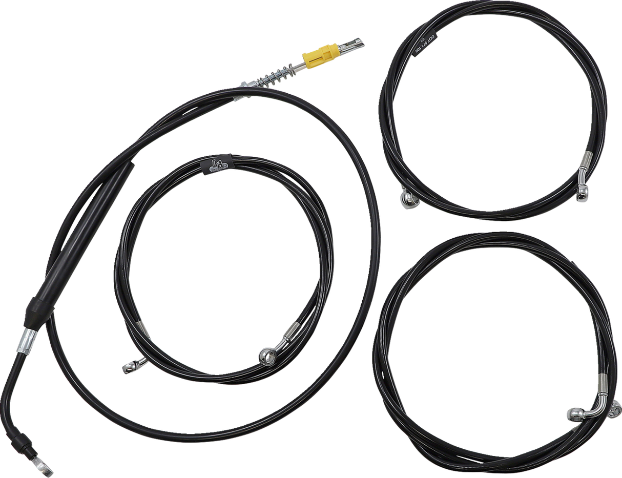 LA CHOPPERS Handlebar Cable/Brake Line Kit - 18" - 20" Ape Hanger Handlebars - Black Vinyl LA-8058KT-19B