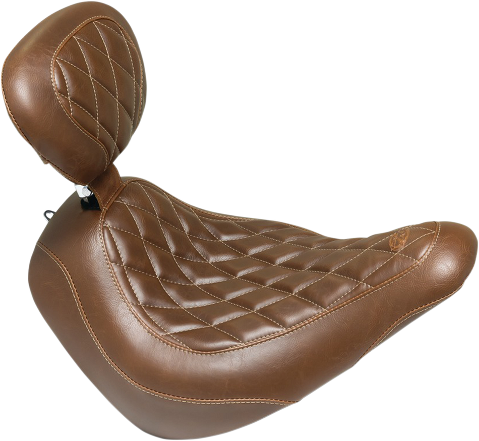MUSTANG Seat - Wide Tripper Solo - with Backrest - Diamond - Brown 83040