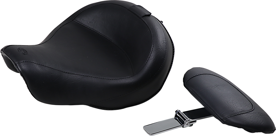 MUSTANG Wide Solo Seat - With Backrest - Vintage - Black - Smooth - FXD '06-'17 79358