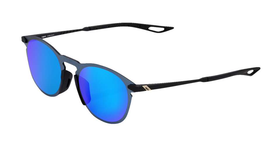 100% Legere Sunglasses - Round - Soft Tact Black - Blue Mirror 60019-00002