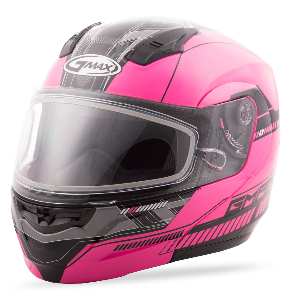 GMAX Md-04s Modular Quadrant Snow Helmet Hi-Vis Pink/Black Lg G2041406 TC-14