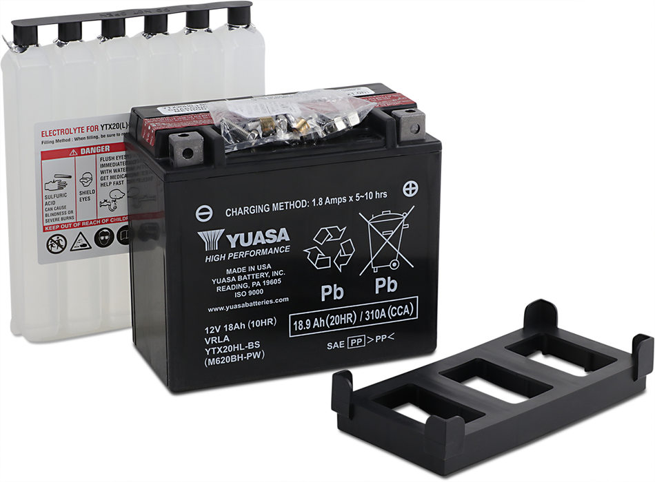 YUASA AGM Battery - YTX20HL-BS-PW .93 L YUAM620BH-PW