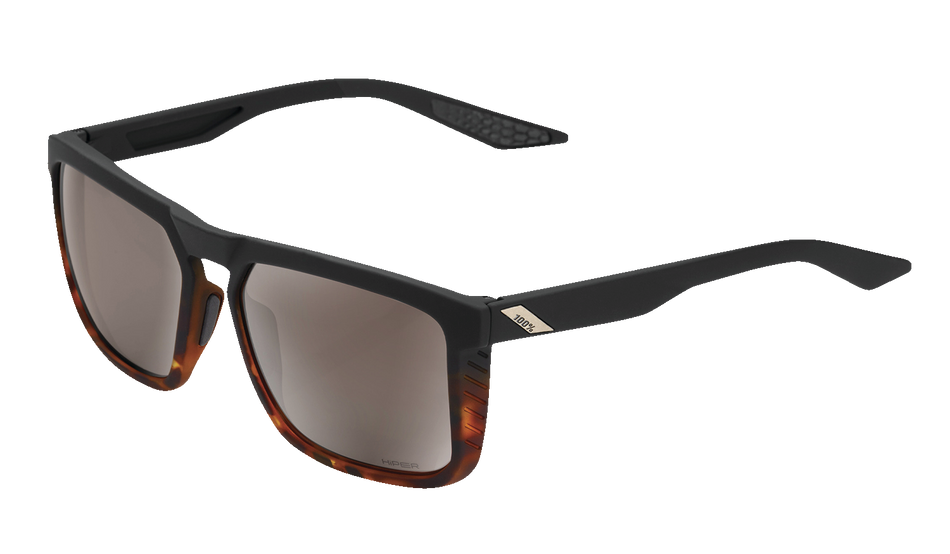 100% Renshaw Sunglasses - Soft Tact Black/Havana Fade - HiPER Silver Mirror 60021-00004