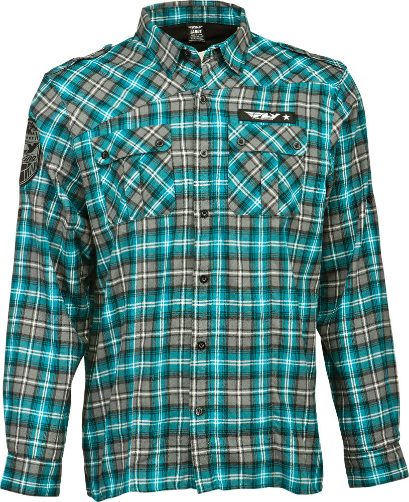 FLY RACING Mil Spec Flannel Shirt Teal/Grey X 352-6116X