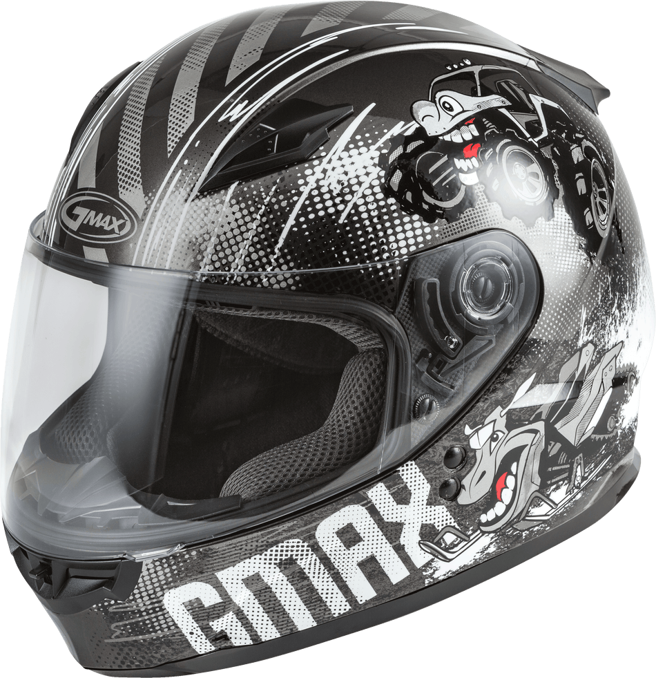 GMAX Youth Gm-49y Beasts Full-Face Helmet Dark Silver/Black Yl G1498542