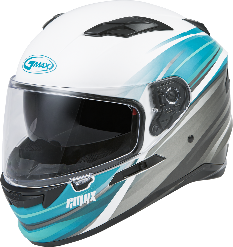 GMAX Ff-98 Full-Face Osmosis Helmet Matte Wht/Teal/Grey Xl F1983207-ECE