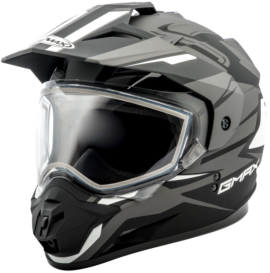 GMAX Gm-11s Dual-Sport Vertical Snow Helmet Matte Blk/Sil Xs G2111453 F.TC-17