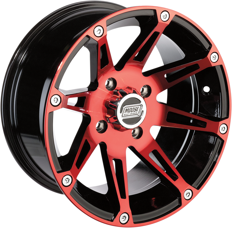 MOOSE UTILITY Wheel - 387X - Front - Anodized Red/Black - 12x7 - 4/156 - 4+3 387MO127156BWR4