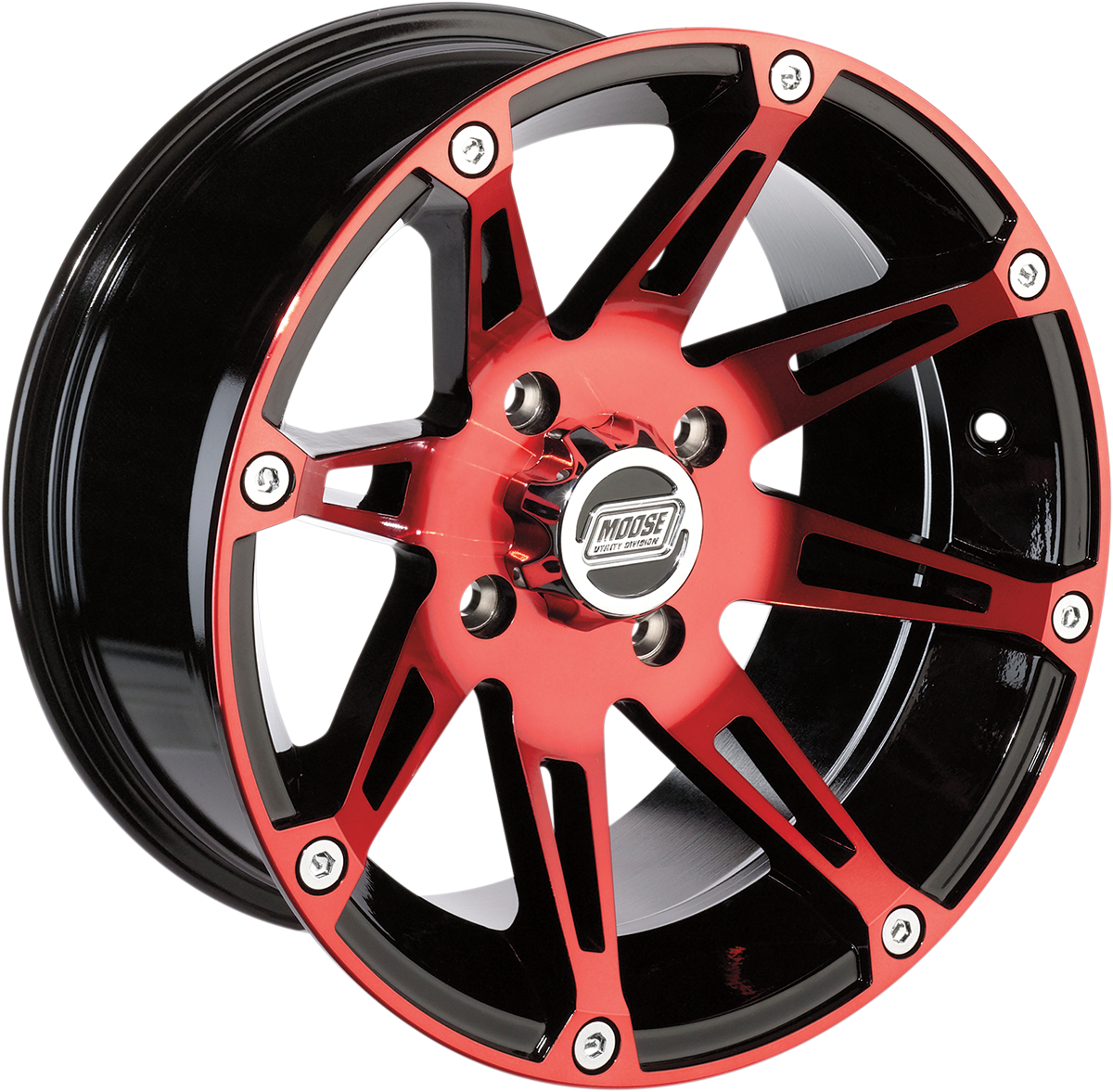 MOOSE UTILITY Wheel - 387X - Front - Anodized Red/Black - 12x7 - 4/136 - 4+3 387MO127136BWR4