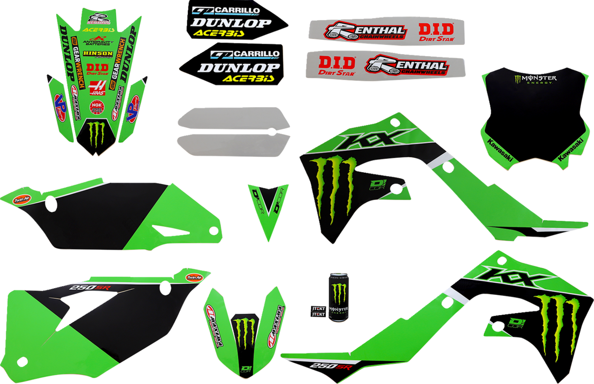 D'COR VISUALS Graphic Kit - Monster Energy  KX 250 F 2021-2023  20-20-652