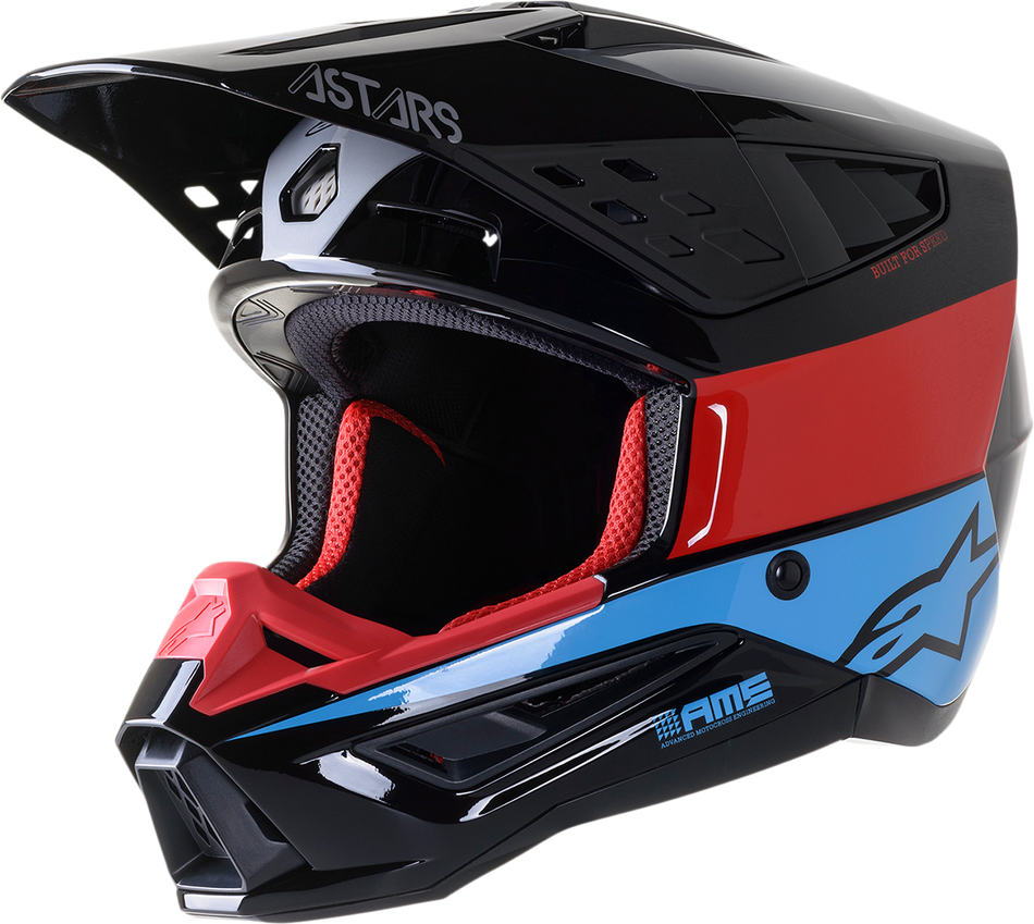 ALPINESTARS SM5 Helmet - Bond - Black/Red/Cyan - Large 8303522-1377-LG