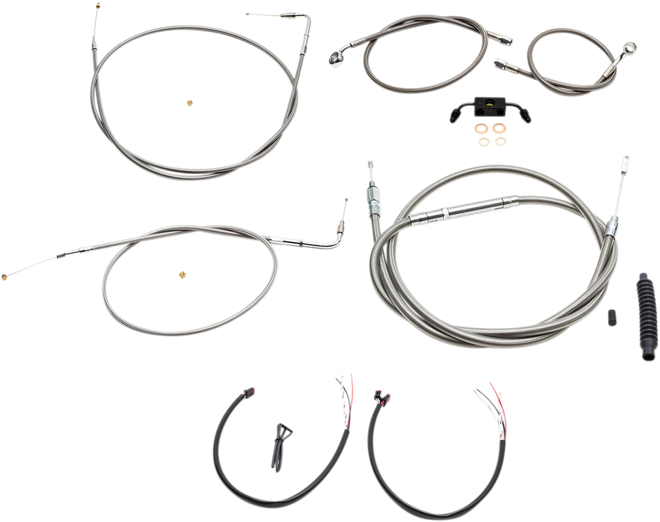 LA CHOPPERS Handlebar Cable/Brake Line Kit - Complete - Mini Ape Hanger Handlebars - Stainless LA-8211KT2-08