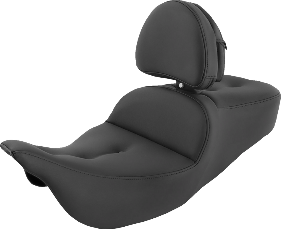 SADDLEMEN Pillow-Top Roadsofa Seat - with Backrest - Black - FLH/FLT '08-'23 808-07B-181BR