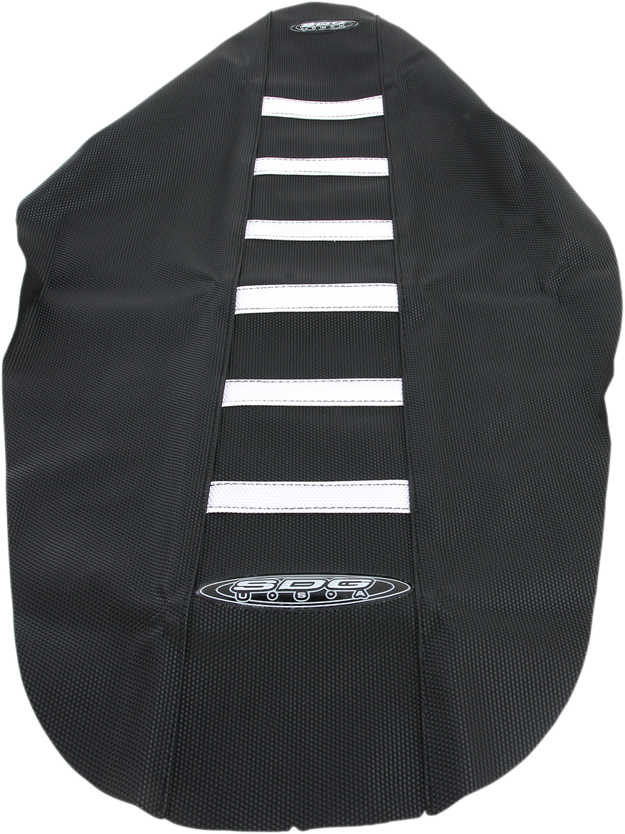 SDG 6-Ribbed Seat Cover - White Ribs/Black Top/Black Sides 95958WK