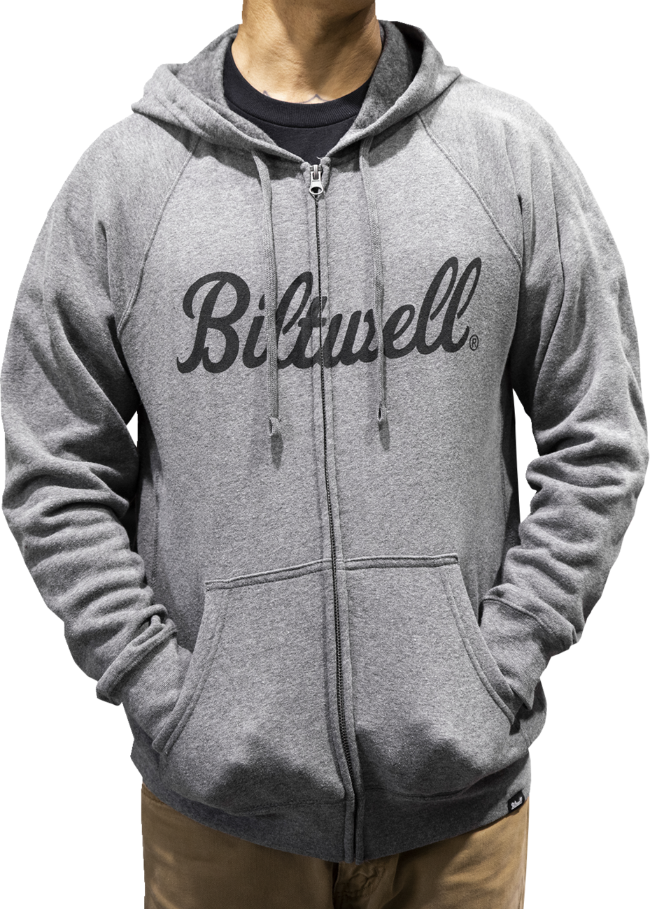 BILTWELL Script Raglan-Kapuzenpullover mit Reißverschluss - Heather Grey - Medium 8126-083-003 