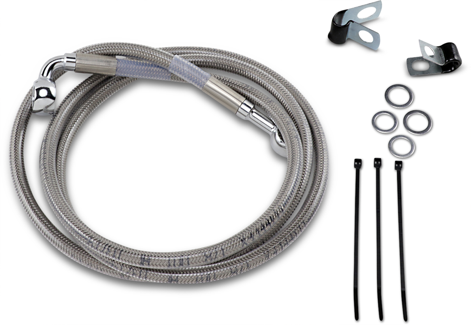 DRAG SPECIALTIES Brake Line - Front - +4" - Stainless Steel 640115-4