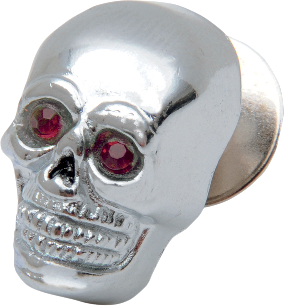 DRAG SPECIALTIES Skull with Red Eyes - Small - Chrome 74401R